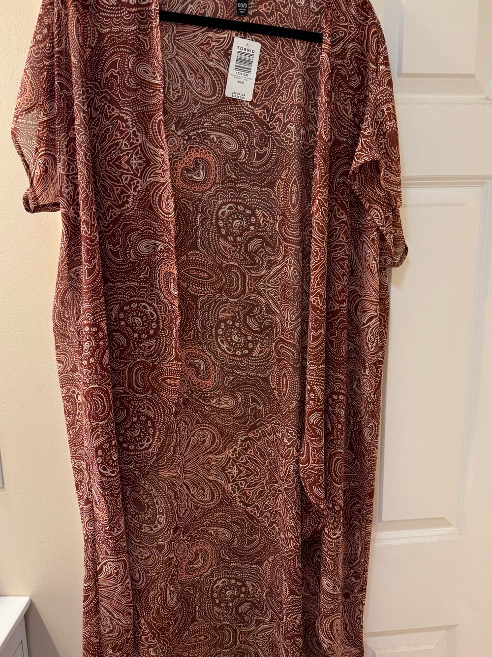 torrid Rust Paisley Open-Front kimono top